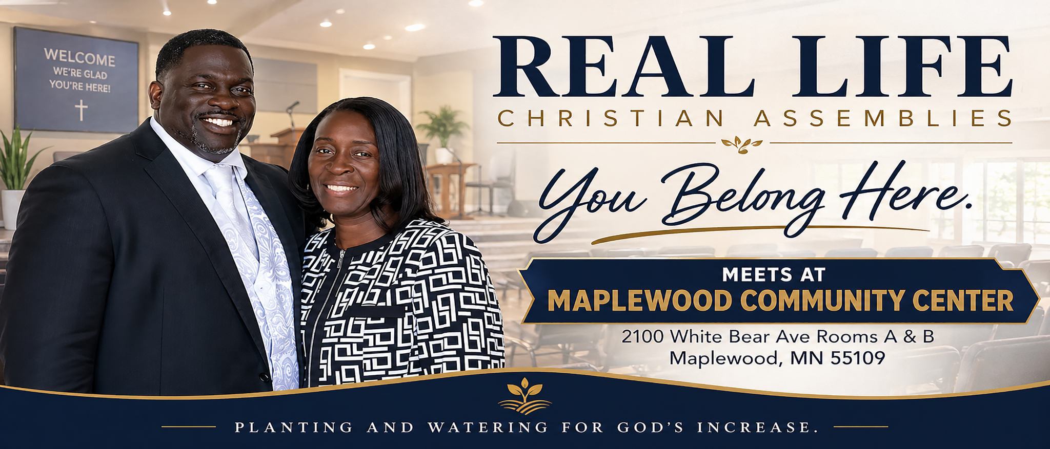 Real Life Christian Assemblies welcome banner